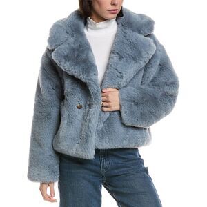 Noize Womens  Short Faux-Fur Coat, Blue